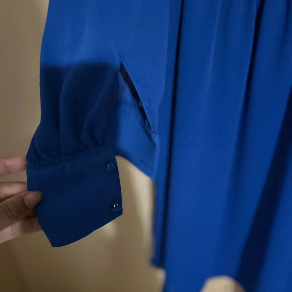 H&M Blue Long Sleeve V-Neck Cocktail Dress - Picture 3 of 3